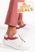 PANTOFI SPORT ALB BORDO PIELE NATURALA 3S77000