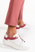 PANTOFI SPORT ALB BORDO PIELE NATURALA 3S77000