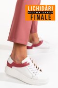 PANTOFI SPORT ALB BORDO PIELE NATURALA 3S77000