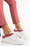 PANTOFI SPORT ALB BORDO PIELE NATURALA 3S77000