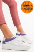 PANTOFI SPORT FEMEI PIELE NATURALA ALB MOV 3S77000