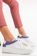 PANTOFI SPORT FEMEI PIELE NATURALA ALB MOV 3S77000