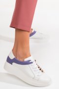 PANTOFI SPORT FEMEI PIELE NATURALA ALB MOV 3S77000