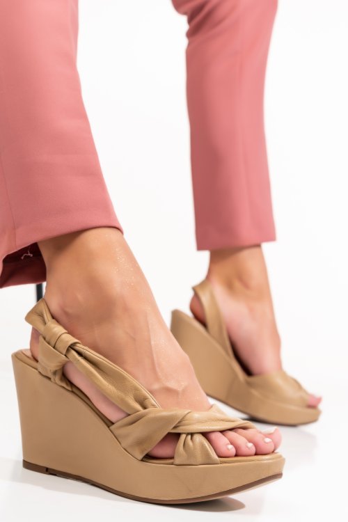 Sandale bej piele naturala 1s77642