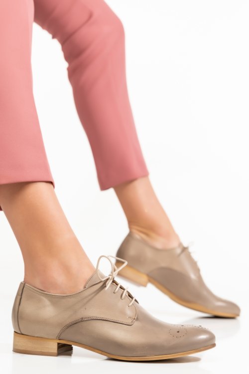 Pantofi bej piele naturala 9s77307