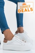 PANTOFI SPORT DAMA PIELE NATURALA ALB NUDE  3S77001