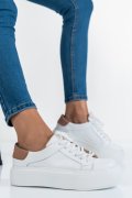 PANTOFI SPORT DAMA PIELE NATURALA ALB NUDE  3S77001
