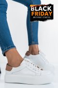 PANTOFI SPORT DAMA PIELE NATURALA ALB NUDE  3S77001
