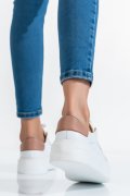 PANTOFI SPORT DAMA PIELE NATURALA ALB NUDE  3S77001