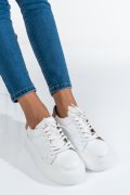 PANTOFI SPORT DAMA PIELE NATURALA ALB NUDE  3S77001