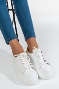 PANTOFI SPORT DAMA PIELE NATURALA ALB GALBEN 3S77001