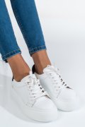 PANTOFI SPORT DAMA PIELE NATURALA ALB NEGRU 3S77001