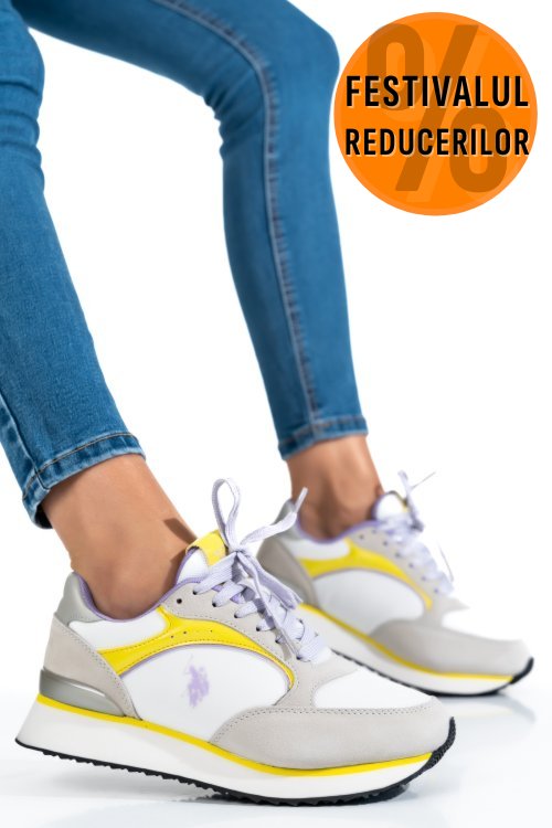 U.s. polo assn, pantofi sport white yellow  fey005