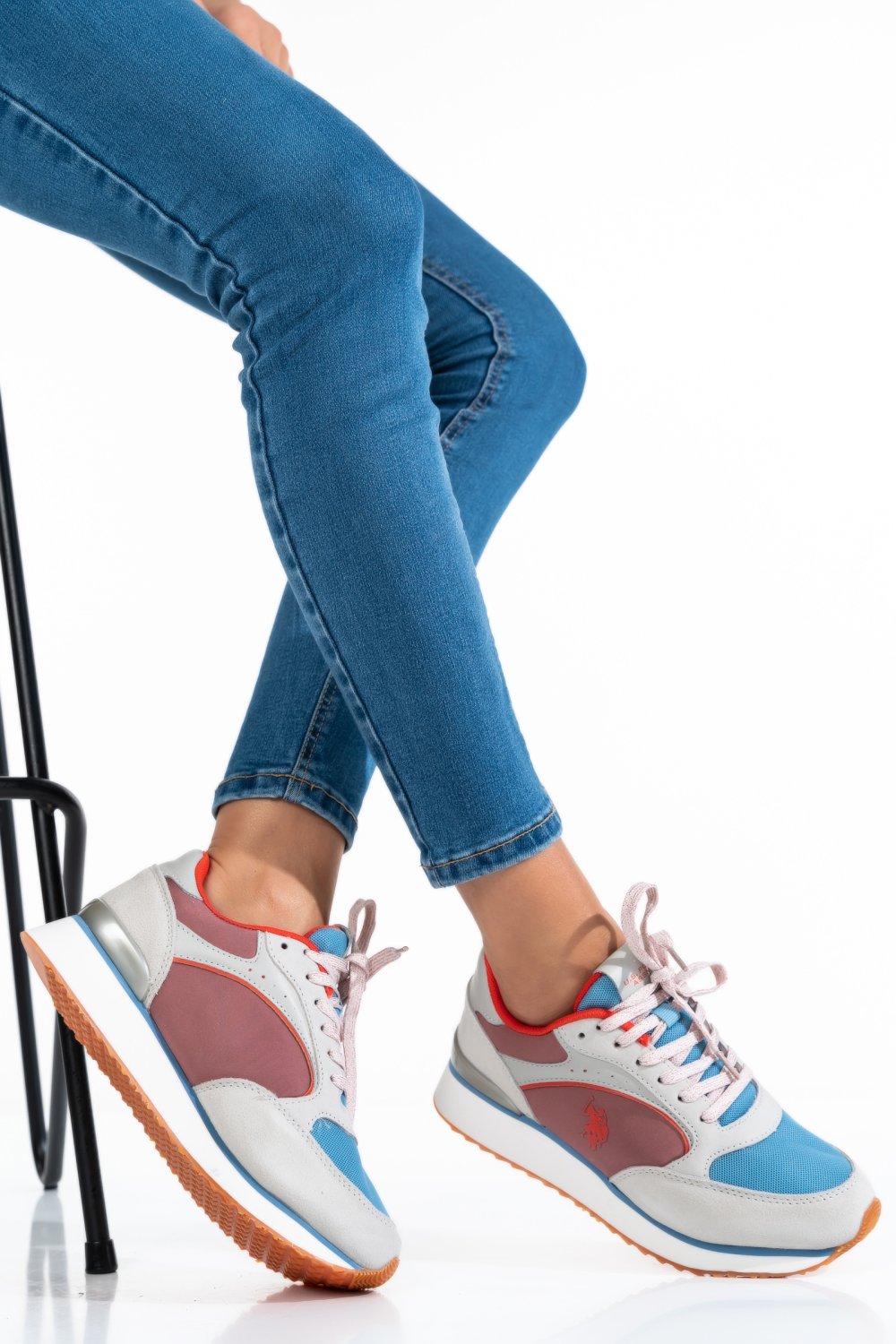 U.S. POLO ASSN, PANTOFI SPORT LIGHT BLUE PINK FEY005