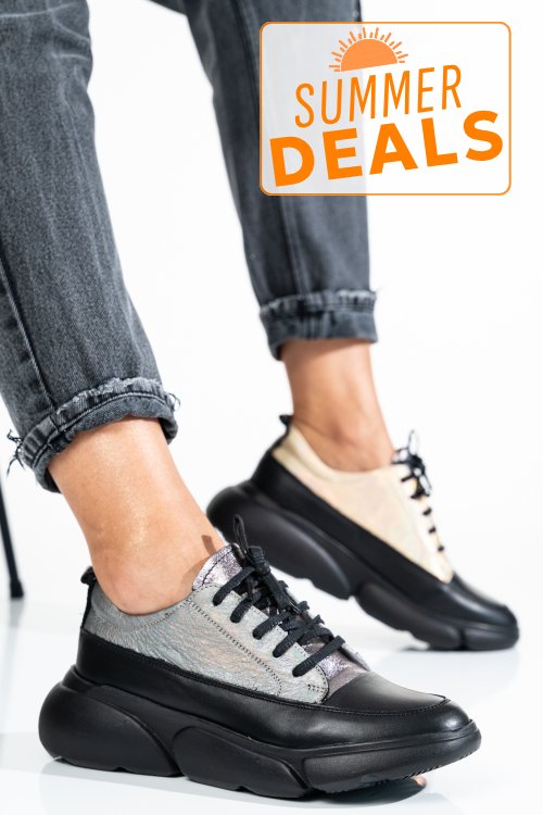 Pantofi sport negri piele naturala 2s7711608np-hor