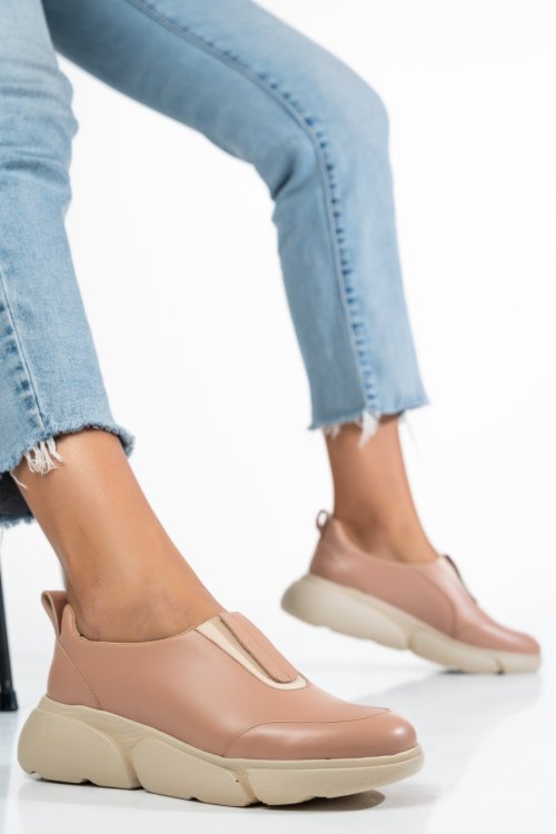 Pantofi sport dama piele naturala nude 2002l