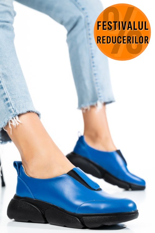 Pantofi sport femei piele naturala bleumarin 2002l