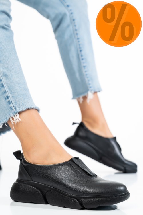 Pantofi sport femei piele naturala negri 2002l