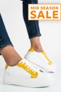 PANTOFI SPORT ALB GALBEN PIELE NATURALA 3S77005