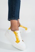 PANTOFI SPORT ALB GALBEN PIELE NATURALA 3S77005