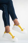 PANTOFI SPORT ALB GALBEN PIELE NATURALA 3S77005
