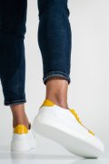 PANTOFI SPORT ALB GALBEN PIELE NATURALA 3S77005