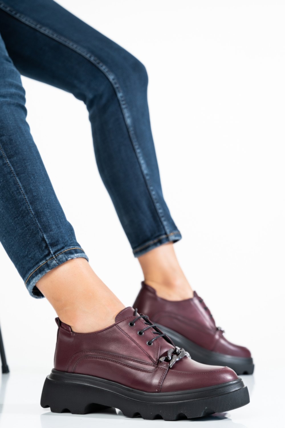 PANTOFI BORDO PIELE NATURALA 2S7722673NP