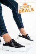 PANTOFI SPORT NEGRU ALB PIELE NATURALA 3S77005
