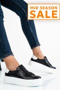 PANTOFI SPORT NEGRU ALB PIELE NATURALA 3S77005