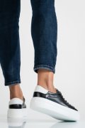PANTOFI SPORT NEGRU ALB PIELE NATURALA 3S77005