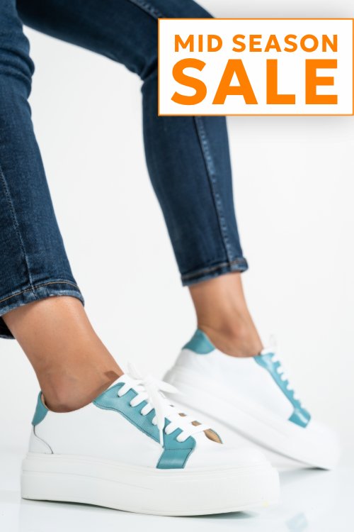 Pantofi sport alb bleu piele naturala 3s77005