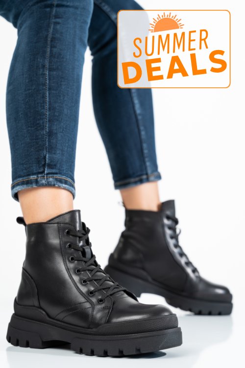 Ghete dama piele naturala negre 222836np