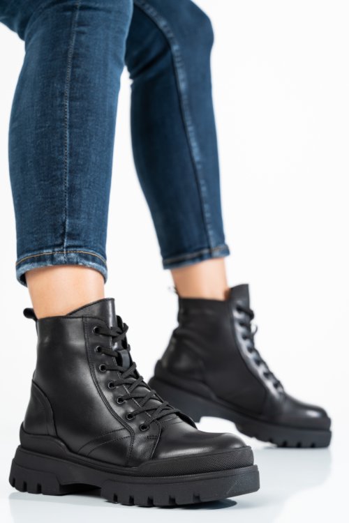 Ghete dama piele naturala negre 222836np