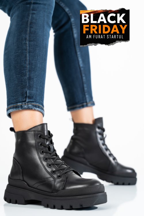 Ghete dama piele naturala negre 222836np