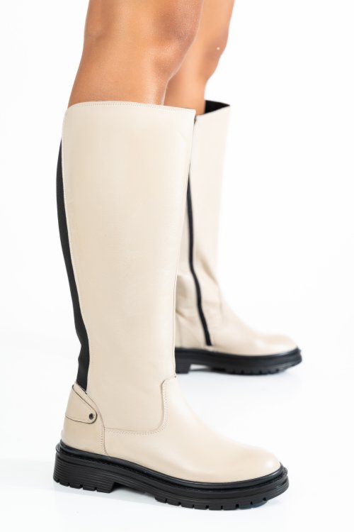 Cizme dama piele naturala  crem 8566
