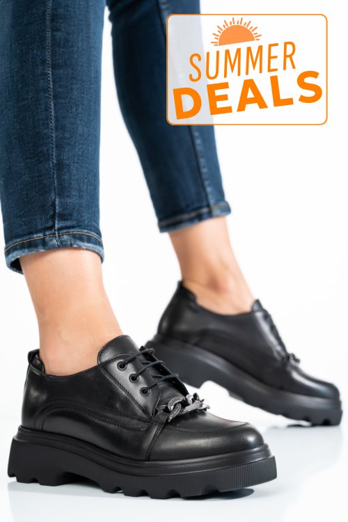 Pantofi negri piele naturala 2s7722673np