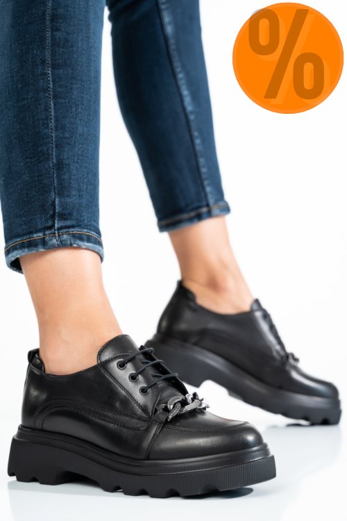 Pantofi negri piele naturala 2s7722673np