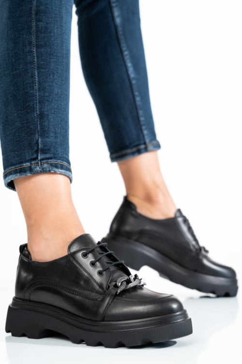 Pantofi negri piele naturala 2s7722673np