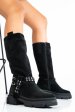 Cizme dama piele naturala intoarsa negre 222870sp