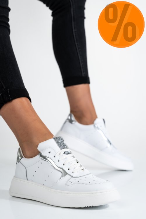 Pantofi sport alb argintiu piele naturala 2s77021