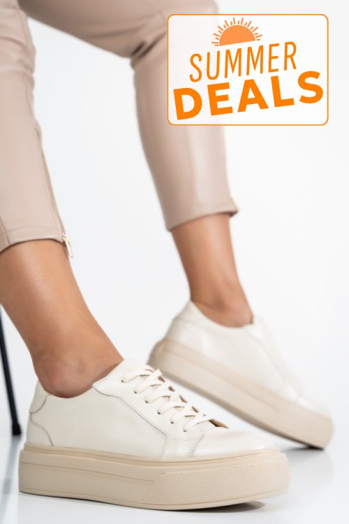 Pantofi sport dama piele naturala bej 3s77001