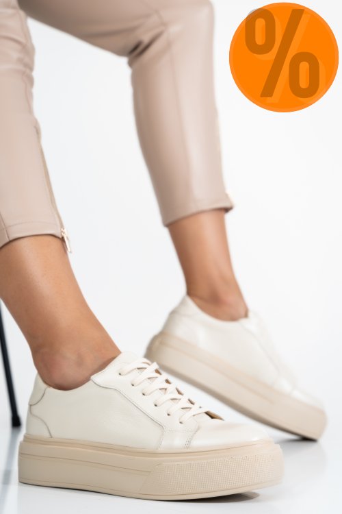 Pantofi sport dama piele naturala bej 3s77001