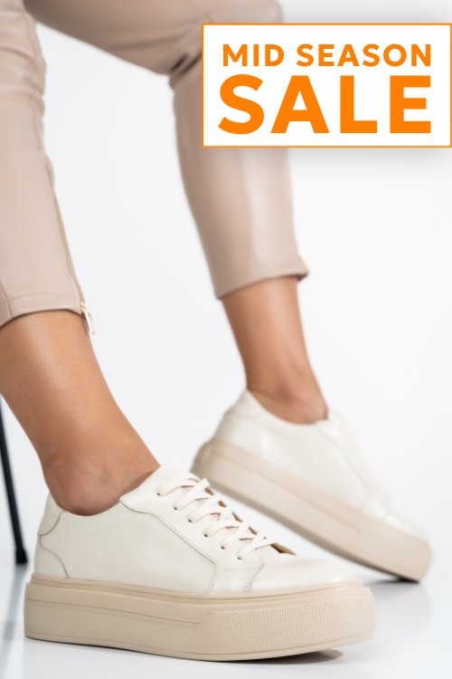 Pantofi sport dama piele naturala bej 3s77001