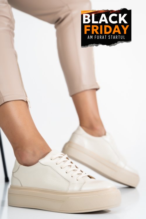 Pantofi sport dama piele naturala bej 3s77001