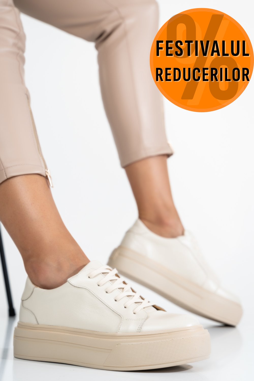 PANTOFI SPORT DAMA PIELE NATURALA BEJ 3S77001