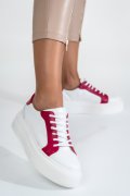 PANTOFI SPORT DAMA PIELE NATURALA ALB FUCHSIA 3S77001