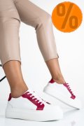 PANTOFI SPORT DAMA PIELE NATURALA ALB FUCHSIA 3S77001