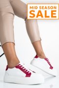 PANTOFI SPORT DAMA PIELE NATURALA ALB FUCHSIA 3S77001