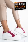 PANTOFI SPORT DAMA PIELE NATURALA ALB FUCHSIA 3S77001