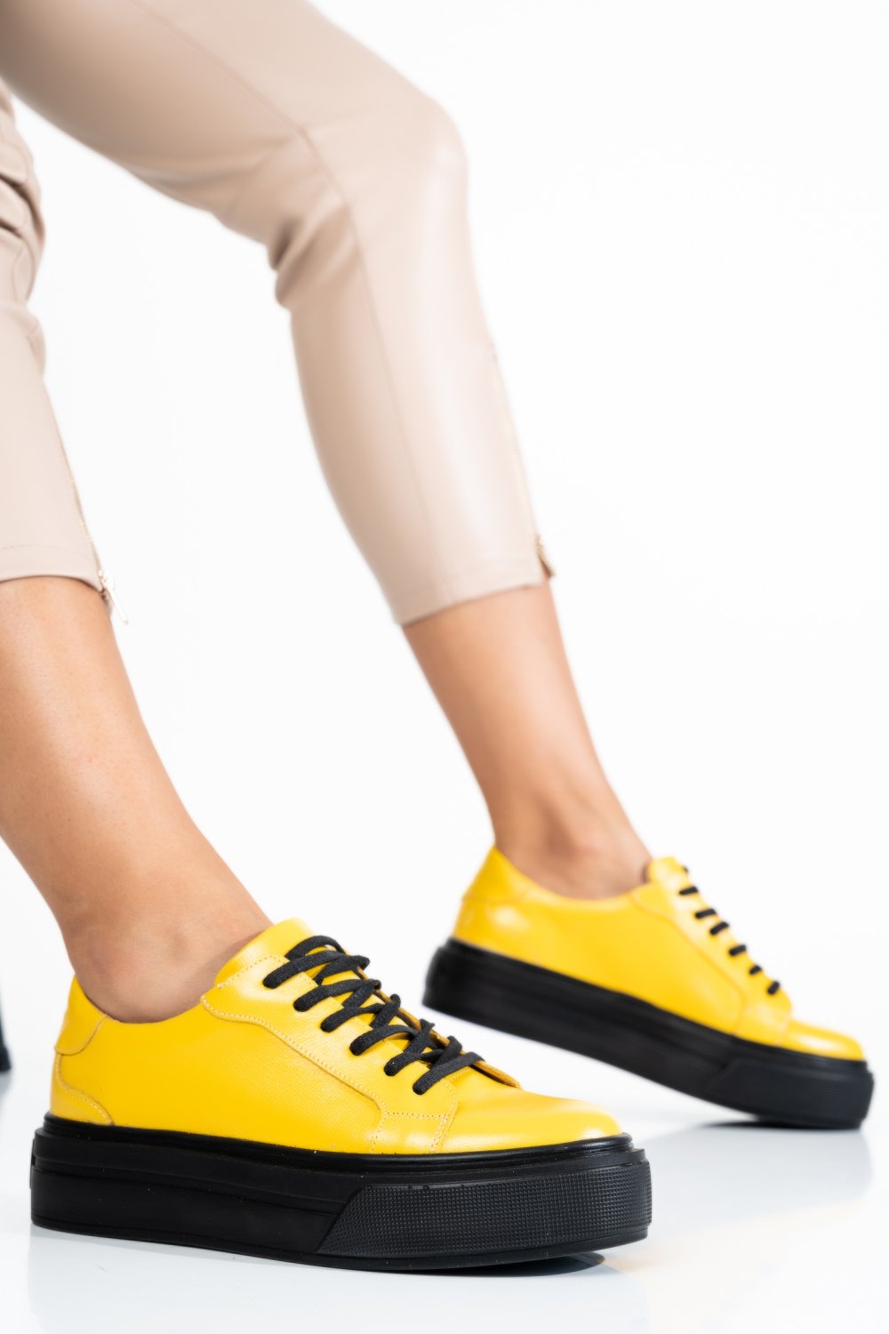 PANTOFI SPORT DAMA PIELE NATURALA GALBENI 3S77001